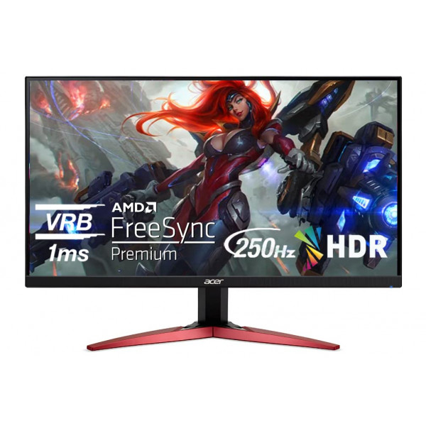 Acer Nitro Monitor para juegos de PC con diseño ZeroFrame FHD 1920 x 1080P de 24,5 pulgadas | AMD FreeSync Premium | Actualización de hasta 250 Hz | 1 ms (VRB) | 1 x Display Port 1.2 y 2 x puertos HDMI 2.0 | KG251Q Zbiip