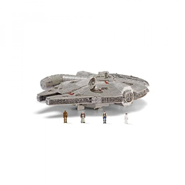 STAR WARS Micro Galaxy Squadron Assault Class Millennium Falcon - Vehículo de 7 pulgadas con microfiguras de Han Solo, Chewbacca, Princesa Leia y OBI-Wan Kenobi de 1 pulgada, multicolor