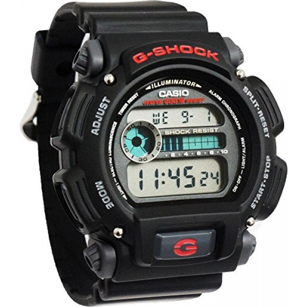 Casio Reloj deportivo de resina negra resistente a los golpes G-Shock DW9052-1V para hombre