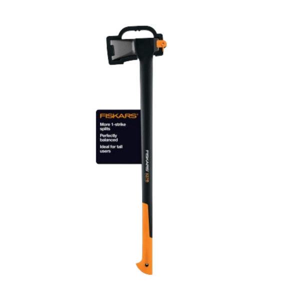 Fiskars X27 Super Splitting Axe - Partidor de madera para troncos de tamaño mediano a grande con mango amortiguador de 36 - Césped y jardín - Negro