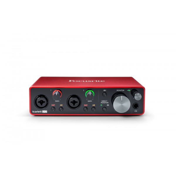 Interfaz de audio USB Focusrite Scarlett 2i2 de 3.ª generación para grabación, composición, streaming y podcasting: grabación de alta fidelidad con calidad de estudio y todo el software que necesita para grabar