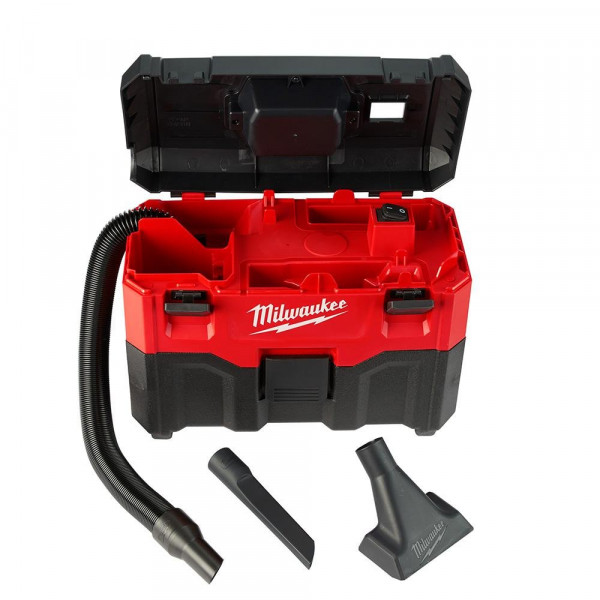 Milwaukee M18 2 galones. Aspiradora en seco/mojado inalámbrica de iones de litio de 18 voltios (solo herramienta), motor de 2,8 amperios, liviana, estilo caja de herramientas para transporte y almacenamiento sin esfuerzo