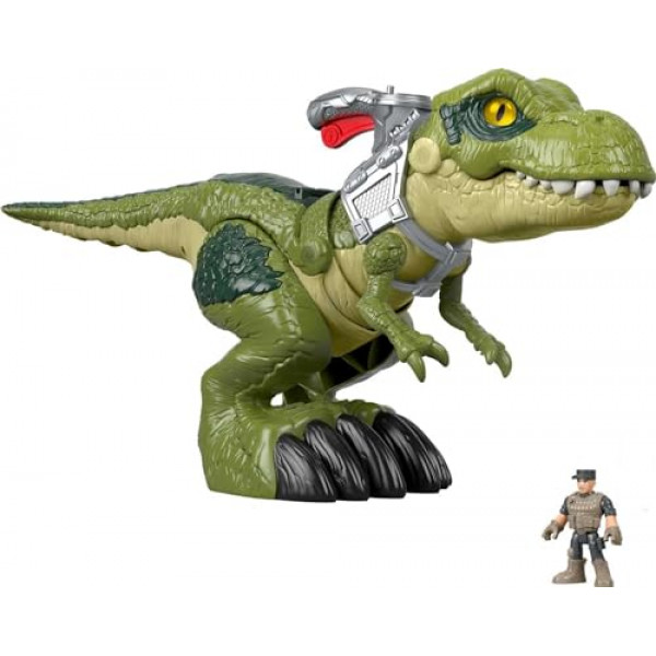 Fisher-Price Imaginext Jurassic World Dinosaur Toy Mega Mouth T. Rex Figura Set para juegos de simulación para niños en edad preescolar a partir de 3 años