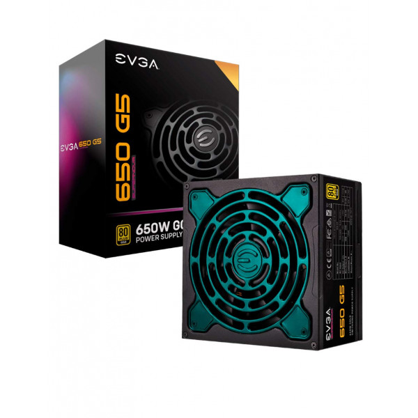 EVGA 650 G5, 80 Plus Gold 650W, Totalmente modular, Modo ECO con ventilador Fdb, Condensadores 100% japoneses, 10 años de garantía, Tamaño compacto de 150 mm, Fuente de alimentación 220-G5-0650-X1