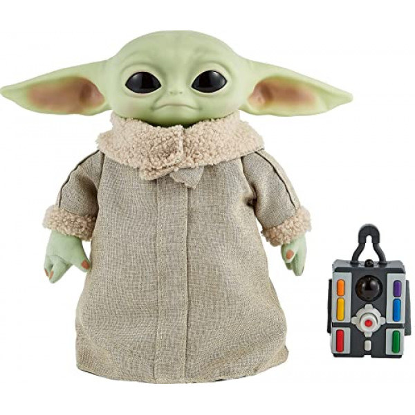 Mattel Star Wars The Mandalorian Grogu RC Peluche de 12 pulgadas, muñeca de cuerpo suave con movimientos reales con movimiento y sonidos controlados a distancia