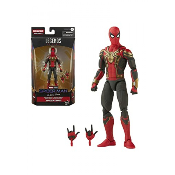 Spider-Man Marvel Legends Series Traje integrado Figura de acción coleccionable de juguete de 6 pulgadas, 2 accesorios