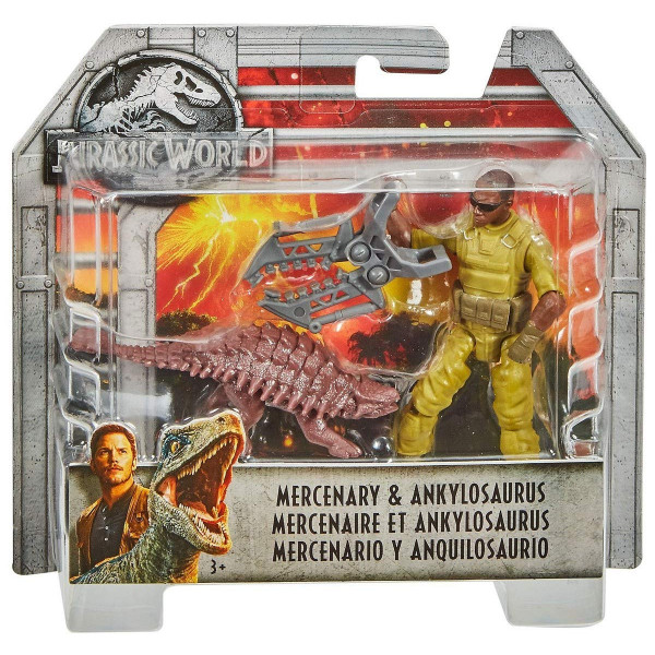 JURASSIC WORLD FIGURA BÁSICA Mercenario & Ankylosaurus