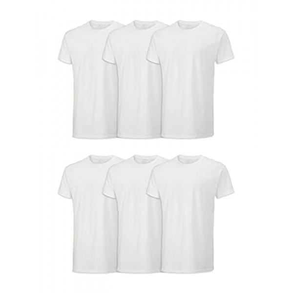 Fruit of the Loom Camiseta Stay Tucked Crew para hombre - Grande - Blanco (paquete de 6)