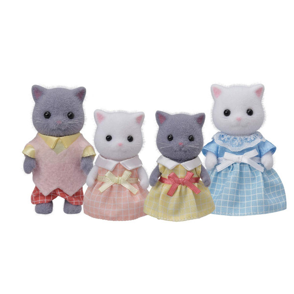 Calico Critters Familia de gatos persas - Juego de 4 figuras de muñecas coleccionables para niños a partir de 3 años