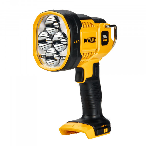 DEWALT Luz de trabajo LED de 20 V MAX, foco de mano con distancia de 508 yardas, cabezal pivotante, 1500 lúmenes, inalámbrico, batería no incluida (DCL043)