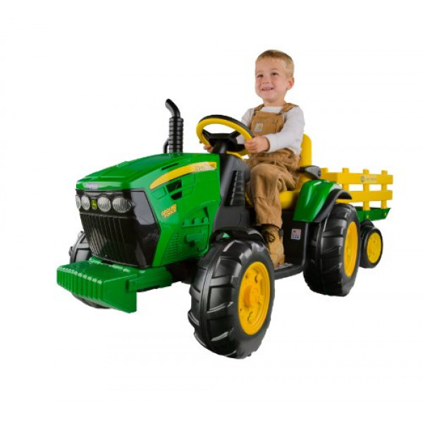 Tractor Peg Perego John Deere Ground Force con remolque de 12 voltios