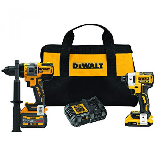 DEWALT DCK2100D1T1 Kit de 2 herramientas inalámbrico sin escobillas de 20 V MAX* que incluye taladro percutor/destornillador con FLEXVOLT ADVANTAGE™