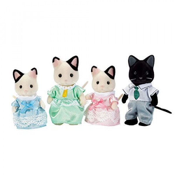 Calico Critters, Familia de gatos Tuxedo, Muñecas, Figuras de casa de muñecas, Juguetes coleccionables, Multi, 3 pulgadas