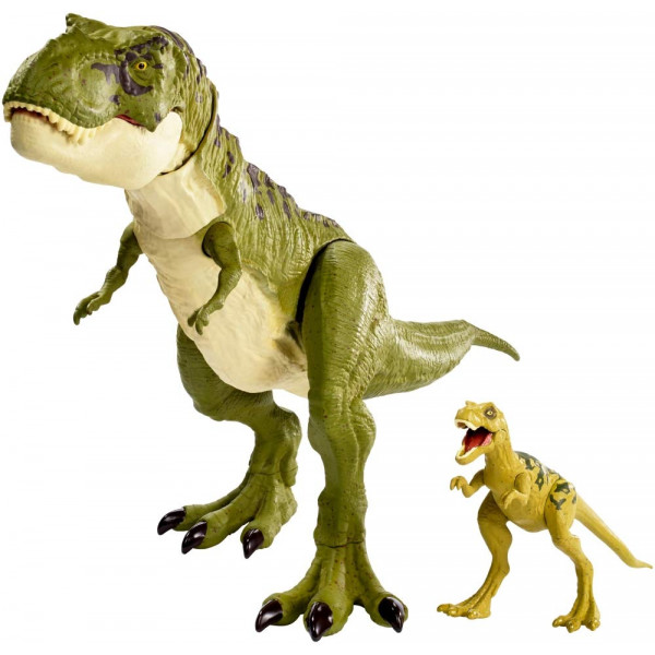 Jurassic World Tyrannosaurus Rex y Baby Tyrannosaurus Rex, figuras de dinosaurio articuladas, juego de juguetes para niños GCT98