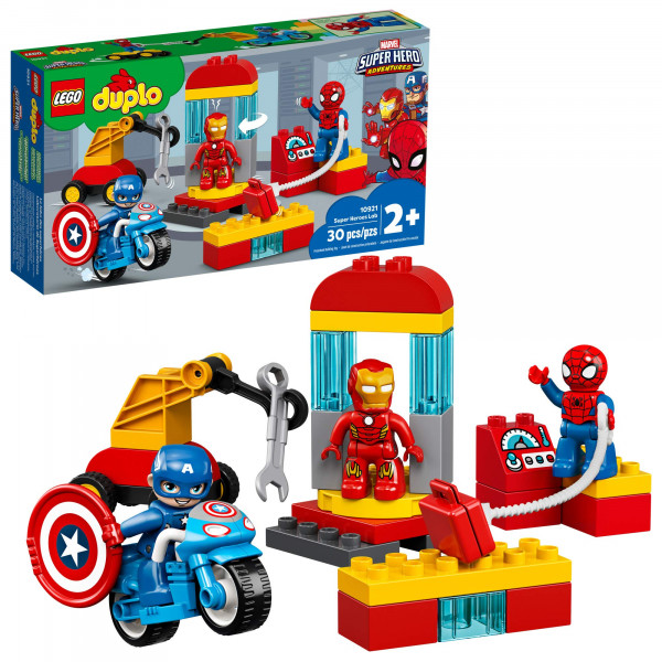 LEGO DUPLO Super Heroes Lab 10921 Marvel Avengers Superheroes Juguete de construcción y juego educativo para niños pequeños (29 piezas)