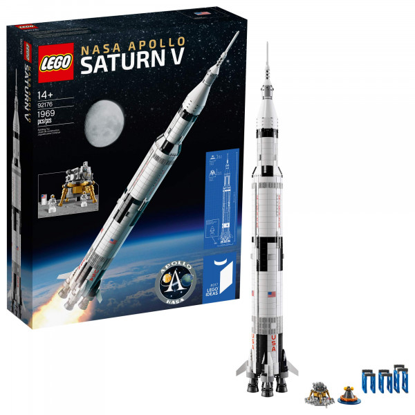 LEGO Ideas NASA Apollo Saturn V 92176 Modelo de cohete espacial para niños y adultos, kit de construcción científica (1969 piezas)