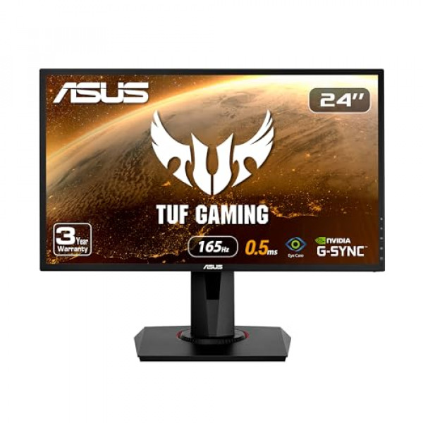 ASUS VG248QG Monitor para juegos G-SYNC de 24 165 Hz 1080p 0,5 ms Cuidado de la vista con DP HDMI DVI, negro