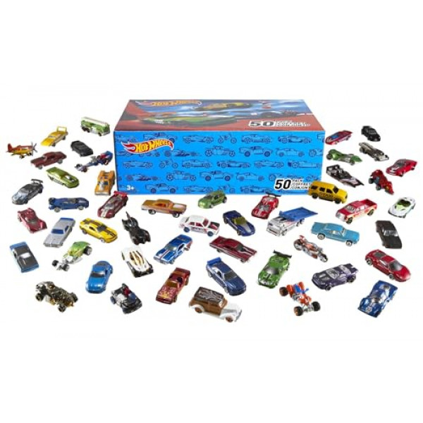 Hot Wheels Toy Trucks & Cars, paquete de 50, juego de 50 vehículos empaquetados individualmente a escala 1:64, colección instantánea (los estilos pueden variar) (exclusivo de Amazon)