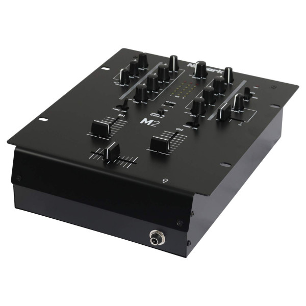 Numark M2 - Mezclador DJ Scratch de 2 canales, montable en rack con ecualizador de 3 bandas, entrada de micrófono y crossfader reemplazable con controles de inversión y pendiente