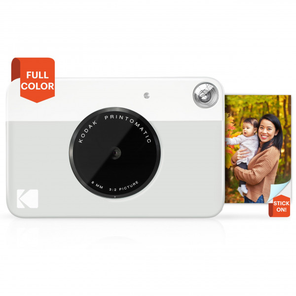 Cámara digital KODAK Printomatic de impresión instantánea a todo color - Fotos coloridas en papel fotográfico adhesivo Zink de 2x3 - 5MP, portátil, regalo divertido creativo para cumpleaños, Navidad, vacaciones - Gris