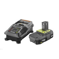 El kit de actualización de batería y cargador compacto Ryobi P163 OnePlus Lithium 2.0Ah de 18 V incluye un cargador P118 y una batería P190