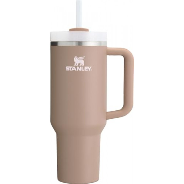 Stanley Quencher H2.0 FlowState Vaso aislado al vacío de acero inoxidable con tapa y pajita para agua, té helado o café, batidos y más, rosa almendra, 40 oz