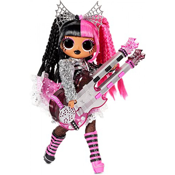 LOL Surprise OMG Remix Rock Metal Chick Muñeca de moda con 15 sorpresas que incluyen guitarra eléctrica, atuendo, zapatos, soporte, revista con letras y tocadiscos, juguetes de regalo para niñas y niños de 4, 5, 6 y 7 años en adelante