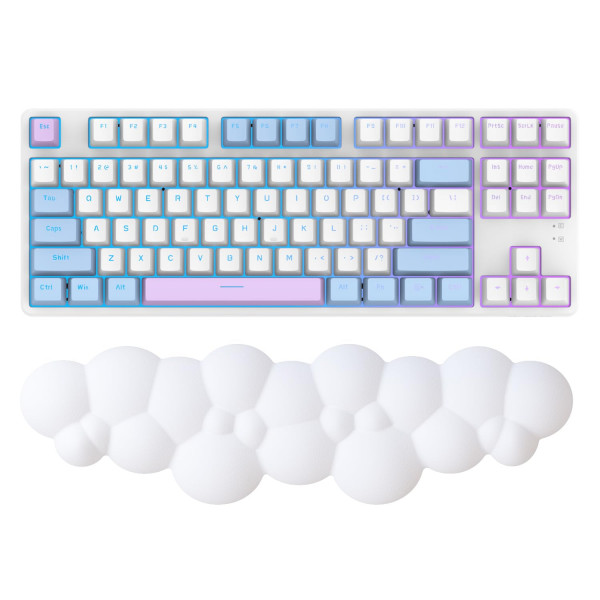 MANBASNAKE Reposamuñecas para teclado en la nube, espuma viscoelástica de alta densidad de PU con base antideslizante para aliviar el dolor de escritura, almohadilla ergonómica para teclado con soporte para muñeca para oficina en casa/computadora/portátil