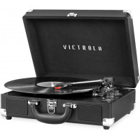 Victrola Vintage Tocadiscos portátil Bluetooth de 3 velocidades con altavoces incorporados | Sonido de audio del tocadiscos mejorado | Negro, Número de modelo: VSC-550BT-BLK