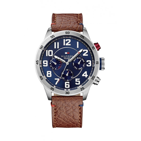 Tommy Hilfiger Correa de cuero y acero inoxidable de cuarzo para hombre (Modelo: 1791066)