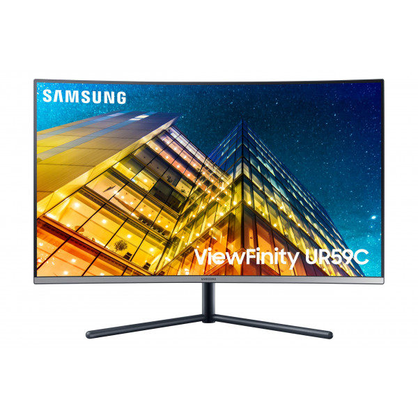 Monitor de computadora SAMSUNG serie UR59 de 32 ViewFinity 4K UHD (3840x2160), curvo, HDMI, Display Port, sin bordes en 3 lados, modo protector de ojos LU32R590CWNXZA, negro