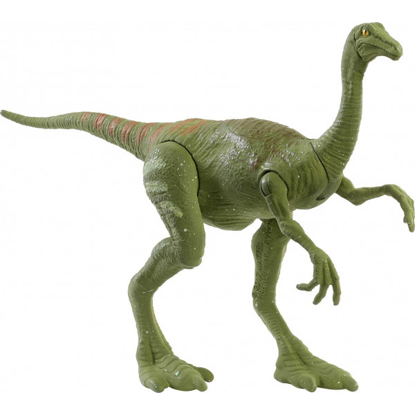 Mattel Jurassic World Fierce Force Gallimimus Camp Cretácico Figura de acción de dinosaurio con articulaciones móviles, escultura realista y función de golpe único, niños a partir de 3 años