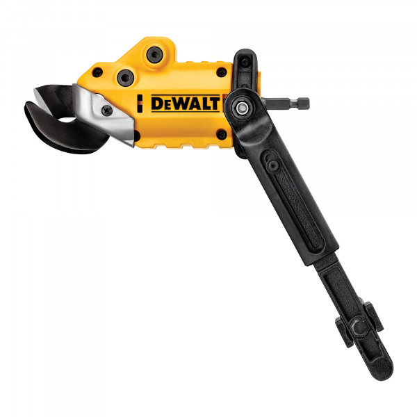 DEWALT Accesorio de taladro cortador/cizalla de metal, listo para impactos, cabezal pivotante de 360 ​​grados, corta material 18GA (DWASHRIR) (amarillo, negro)