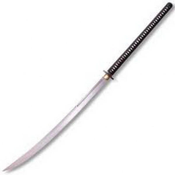 Espada Katana Samurai Cold Steel Warrior Series con mango de piel de rayo, vaina de madera lacada en negro, cordón trenzado negro y menuki de latón, Nodachi