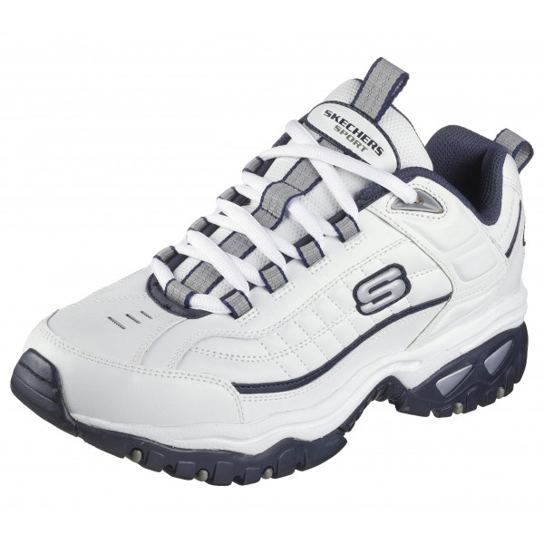 Skechers Energy Afterburn, Zapatillas con Cordones para Hombre, Blanco/Azul Marino, 8 de Ancho