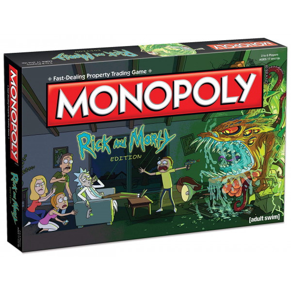 Juego de mesa Monopoly Rick y Morty | Basado en la exitosa serie de Adult Swim Rick & Morty | Mercancía de Rick Morty con licencia oficial | Juego de Monopoly clásico temático