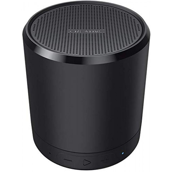 Creative Metallix Mini altavoz portátil con Bluetooth 4.2 inalámbrico, tiempo de reproducción de 24 horas, reproducción de música de 4 vías, graves mejorados, emparejamiento estéreo y altavoz incorporado (negro)