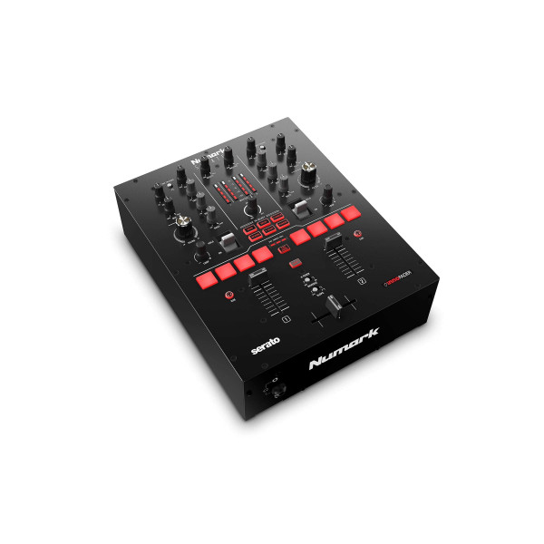 Numark Scratch | Mezclador DJ Scratch de dos canales para Serato DJ Pro (incluido) con Innofader Crossfader, licencia DVS, 6 selectores de efectos de acceso directo, Performance Pads y calidad de sonido de 24 bits