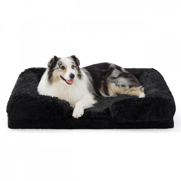 Cama ortopédica para perros Bedsure para perros extra grandes – Sofá cama grande lavable y calmante para perros, sofá cama grande de espuma de apoyo para mascotas con funda extraíble, forro impermeable y fondo antideslizante, color negro