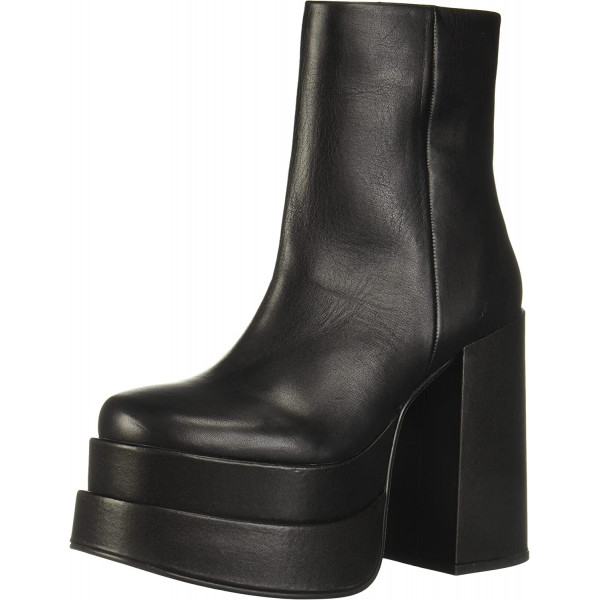 Steve Madden Bota de moda Cobra para mujer, cuero negro, 9.5