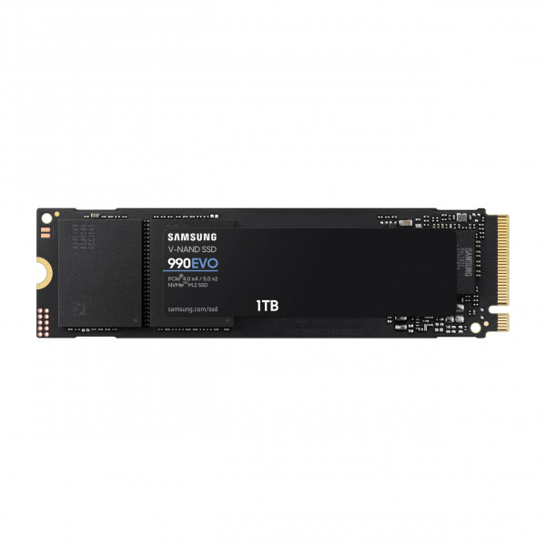 SAMSUNG 990 EVO SSD 1TB, PCIe Gen 4x4, Gen 5x2 M.2 2280 NVMe Unidad interna de estado sólido, velocidades de hasta 5000 MB/s, almacenamiento actualizado para PC, portátil, MZ-V9E1T0B/AM, negro