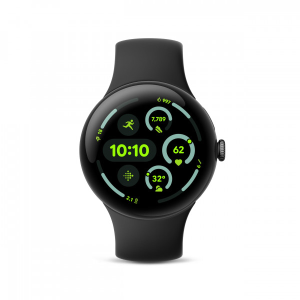 Google Pixel Watch 3 (45 mm) último modelo - Reloj inteligente Android, seguimiento de frecuencia cardíaca, carrera avanzada Fitbit, información sobre actividad física, batería de 24 horas - Caja de aluminio negro mate - Correa de obsidiana - Wi-Fi