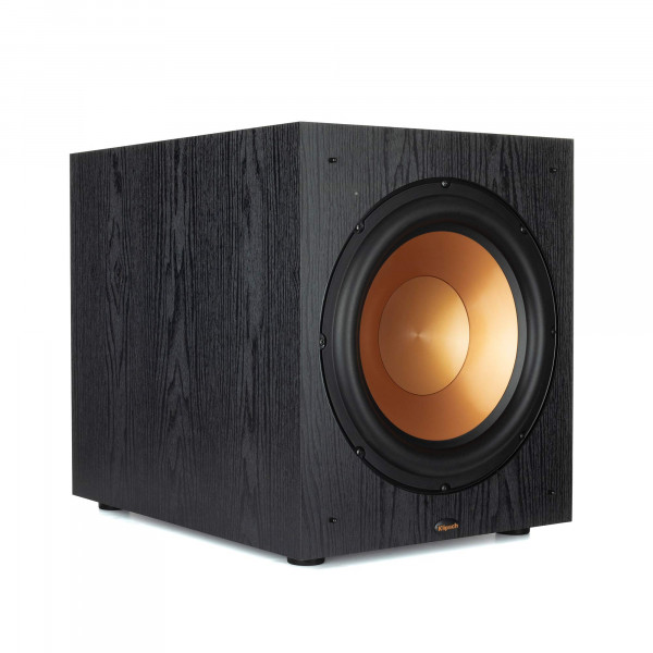 Klipsch Synergy Black Label Sub-120 subwoofer frontal de 12 con 200 vatios de potencia continua y 400 vatios de potencia dinámica y amplificador digital para potentes graves de cine en casa en negro