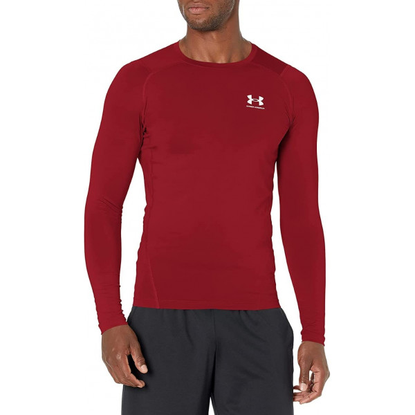 Under Armour Armour HeatGear - Camiseta de compresión para hombre, color cardenal (625)/blanco, talla mediana