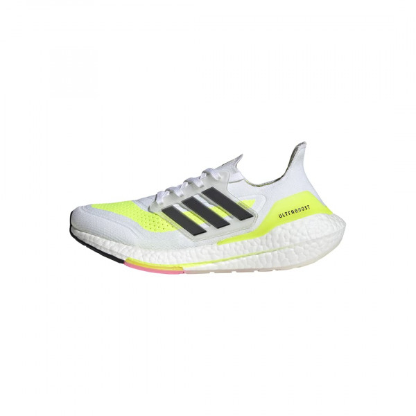 adidas Ultraboost 21, Zapatillas de Running para Mujer, Blanco/Negro/Amarillo Solar, 10