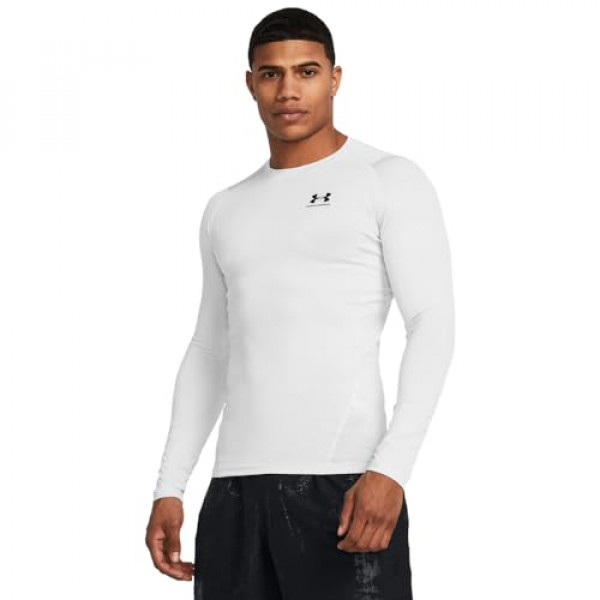 Under Armour Camiseta de compresión Armour HeatGear de manga larga para hombre, (023) Distant Grey//Black, Small Tall