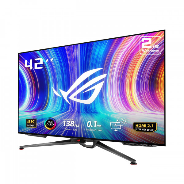 Monitor para juegos ASUS ROG Swift 4K OLED de 41,5 (PG42UQ) - UHD (3840 x 2160), 138 Hz, 0,1 ms, HDMI2.1, True 10 bit, DCI-P3 98 %, compatible con G-SYNC, DisplayPort, USB, listo para consola , Control remoto, Antideslumbrante