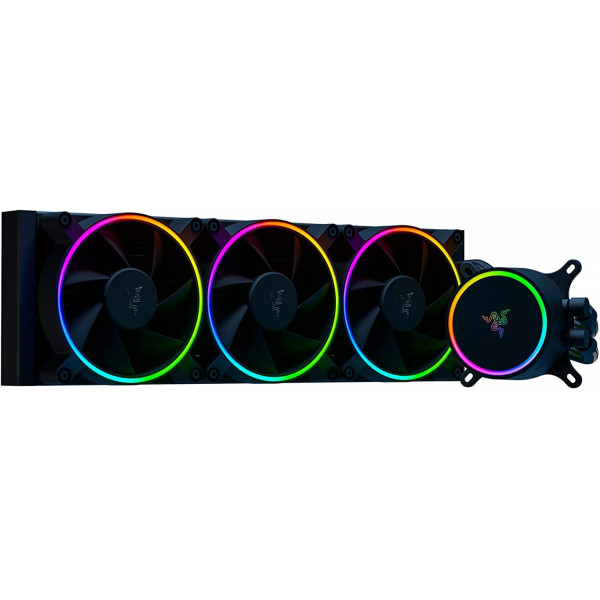 Razer Hanbo Chroma RGB Enfriador de líquido todo en uno Tapa de bomba aRGB: Diseño AIO - Ventiladores aRGB potentes y silenciosos - Compatibilidad con controlador de ventilador PWM - Serie Intel LGA 115X, 2011, 1200, 1700, compatible con AM5 - 360 mm