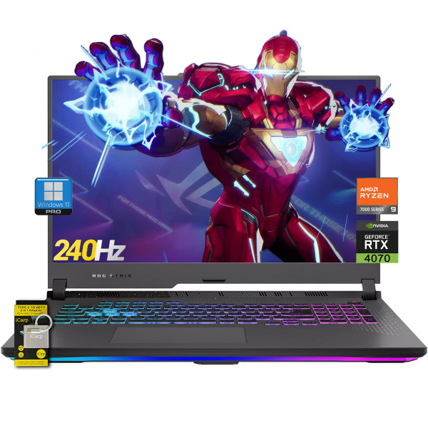 Laptop para juegos ASUS ROG Strix G17 17.3 WQHD 240Hz (G-Sync, 100% DCI-P3, 3ms) AMD Zen 4 de 16 núcleos Ryzen 9 7940HX (>i9-12900H) 64GB RAM 1TB SSD GeForce RTX 4070 USB-C RGB retroiluminado Win11Pro con accesorio ICP