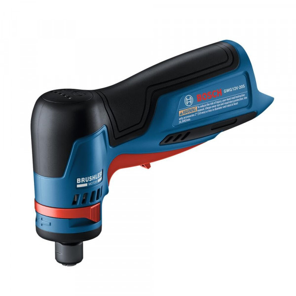 BOSCH GWG12V-20SN 12V Máx. 1/4 pulg. Amoladora de ángulo recto - Compacta y liviana para metalurgia, reparación y construcción de automóviles - 5 configuraciones de velocidad, velocidad variable, diseño ergonómico - (herramienta básica)